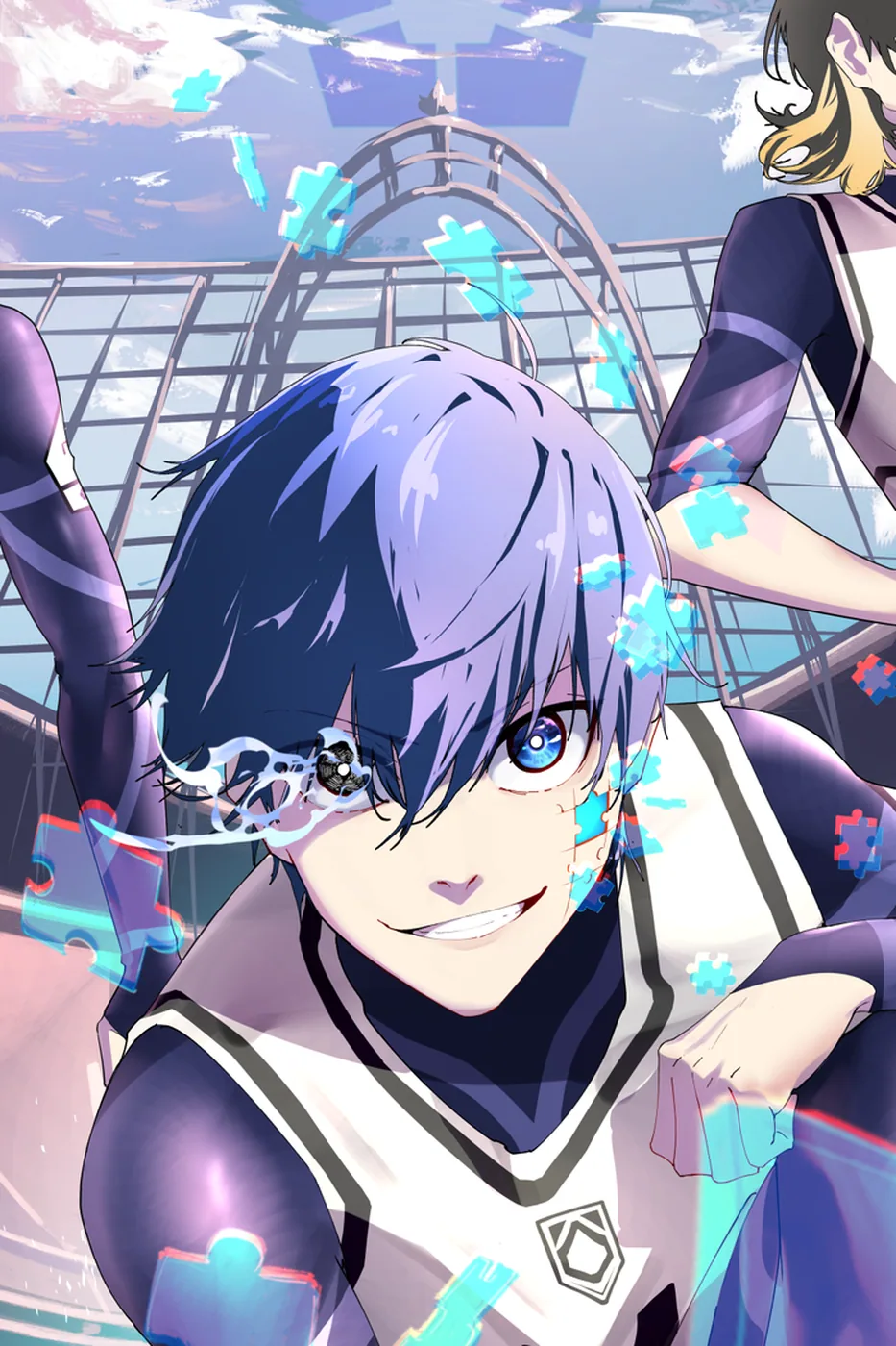 Close-up detail of the Blue Lock artwork