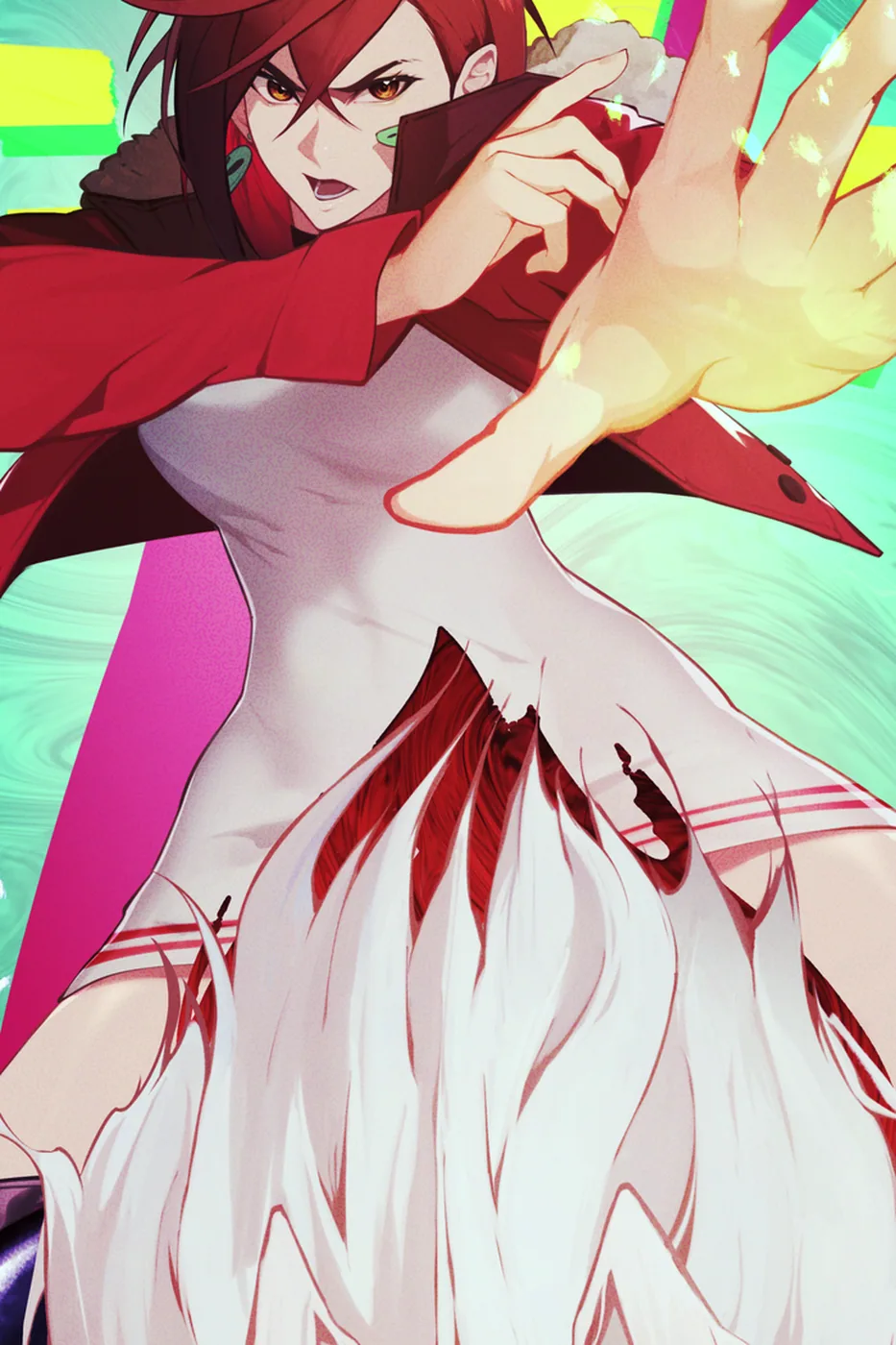 Close-up detail of the Okarun & Momo artwork