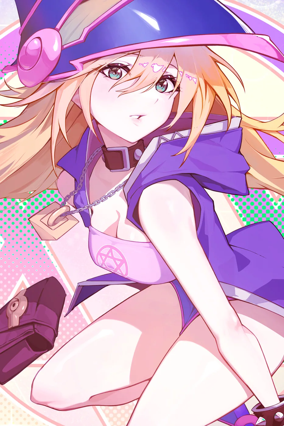 Close-up detail of the Dark Magician Girl artwork