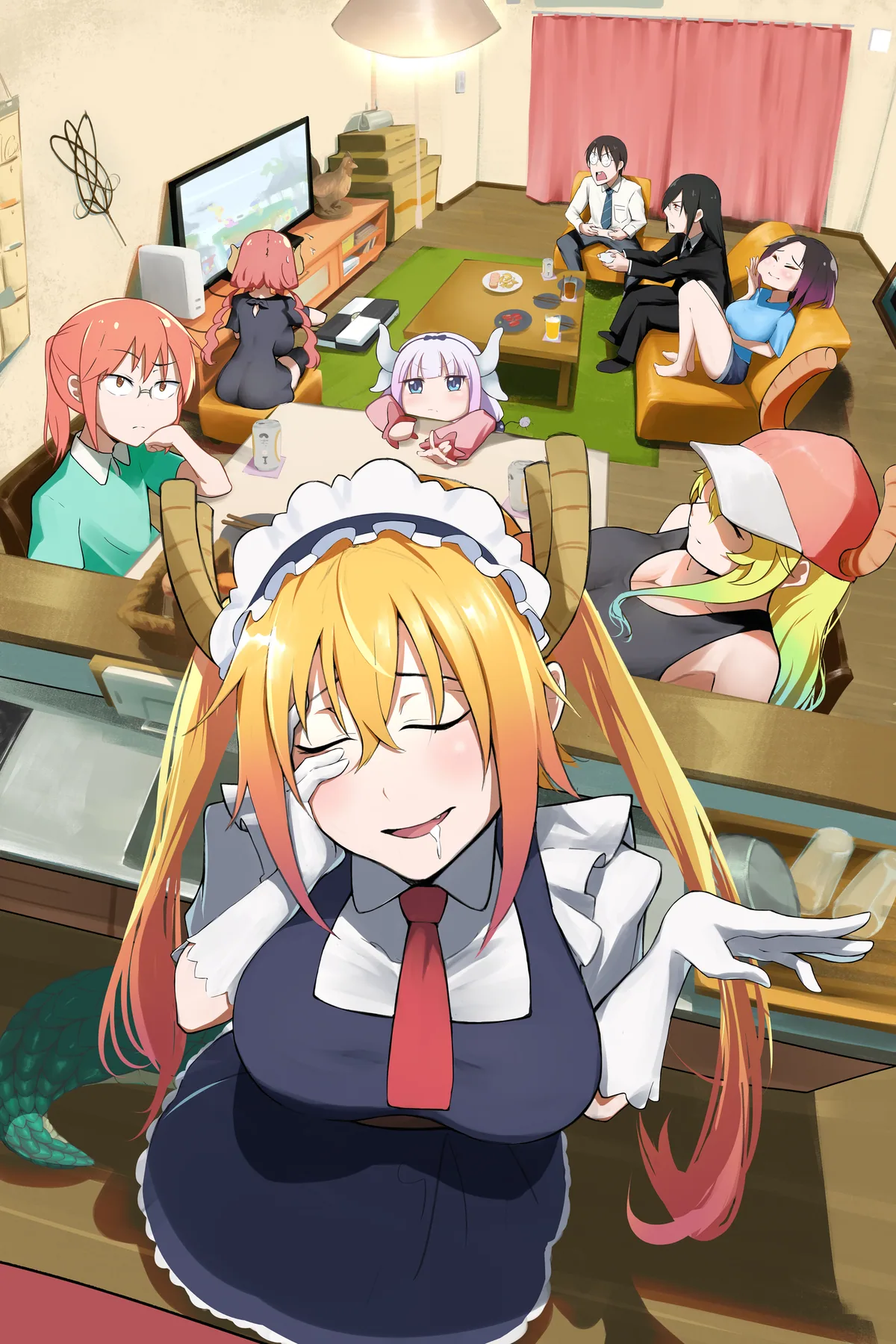 Tohru & Family poster, Miss Kobayashi's Dragon Maid, full artwork