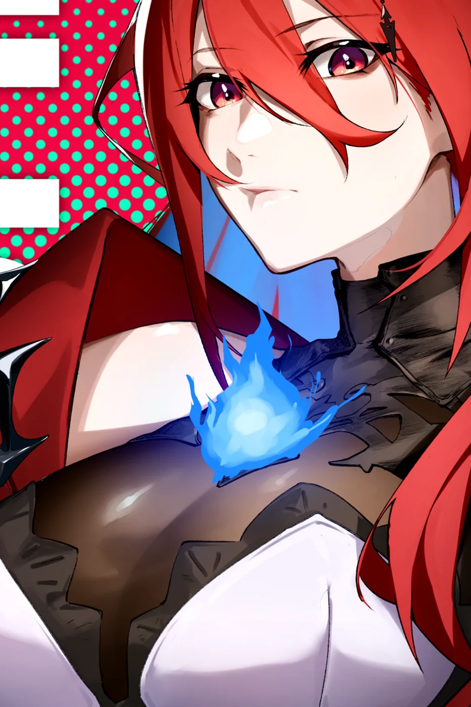 Close-up detail of the Elizabeth Rose Bloodflame artwork