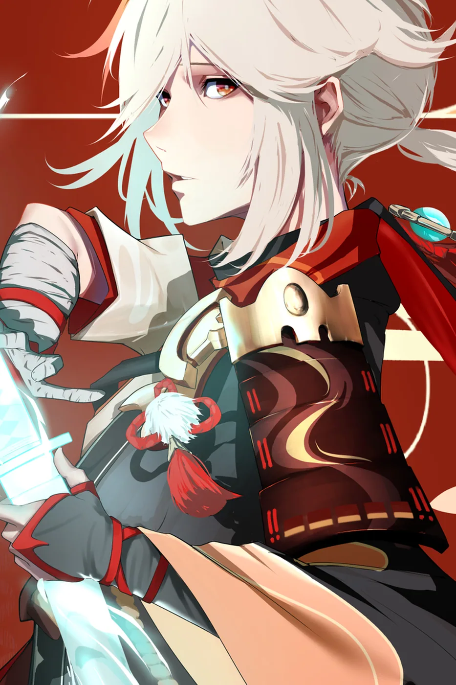 Close-up detail of the Kaedehara Kazuha artwork
