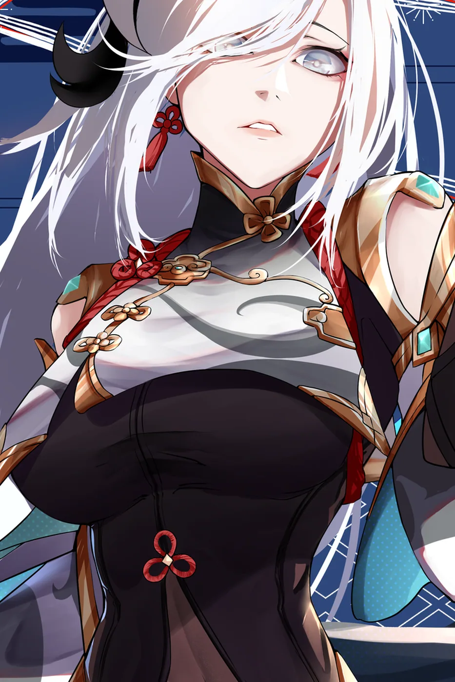 Close-up detail of the Shenhe artwork