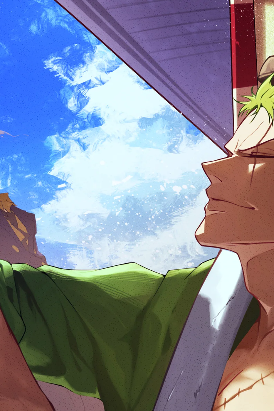 Close-up detail of the Roronoa Zoro artwork
